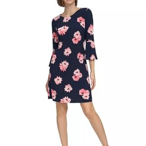 Tommy Hilfiger Navy and Pink Floral Mini Dress